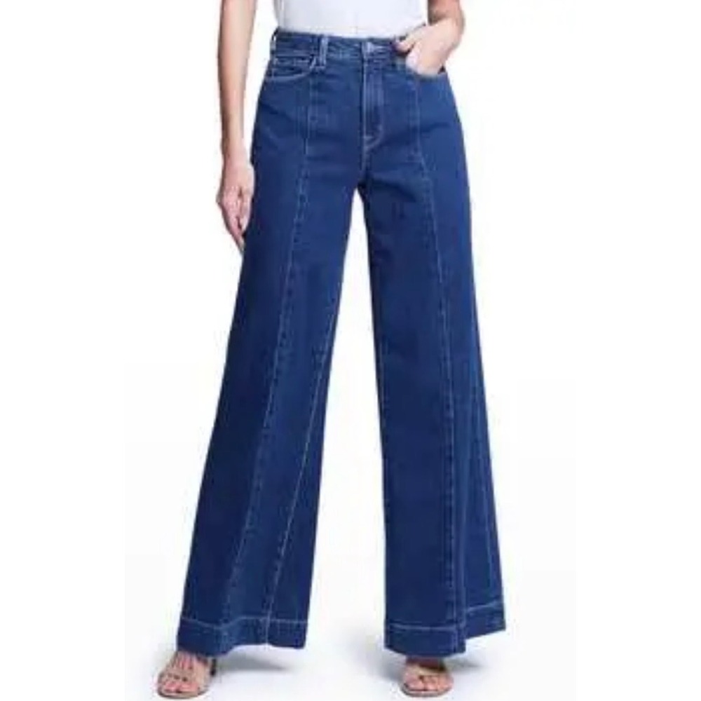 L'AGENCE Sandy High Rise Wide Leg Jeans Durango Blue Front Seam Denim Size 29
